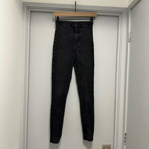 Topshop Joni Moto Black Skinny Jeans High Waist